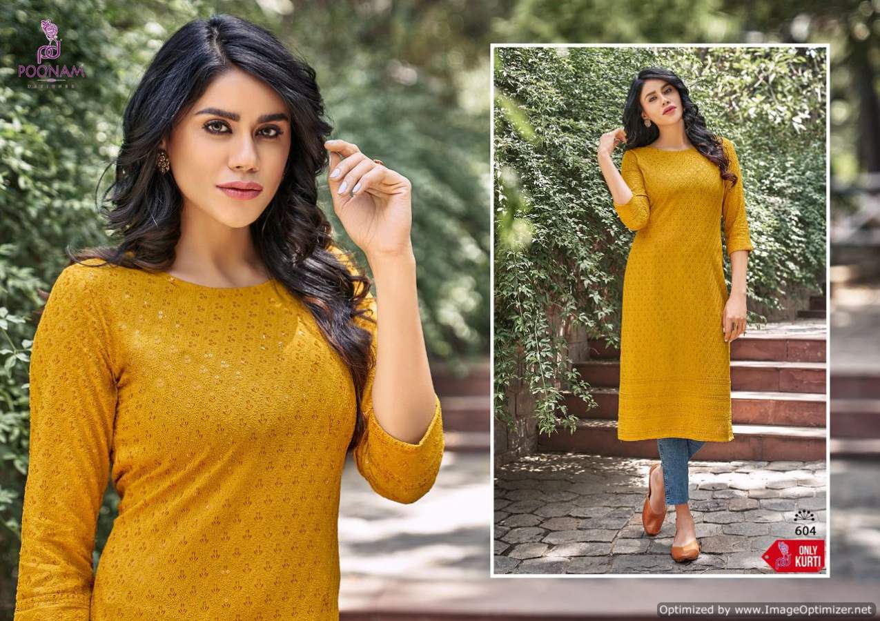 Poonam Rayon Festive Wear Lucknowi Work Cadbury Designer Kurti Collection